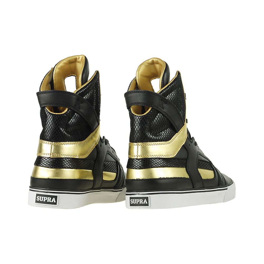 Baskets Montantes Supra SkyTop II Noir Doré Black/Gold Homme | UHA-62726067